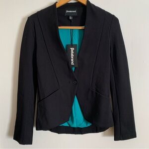 Betabrand Collarless Yoga Blazer Knit Ponte Black XS